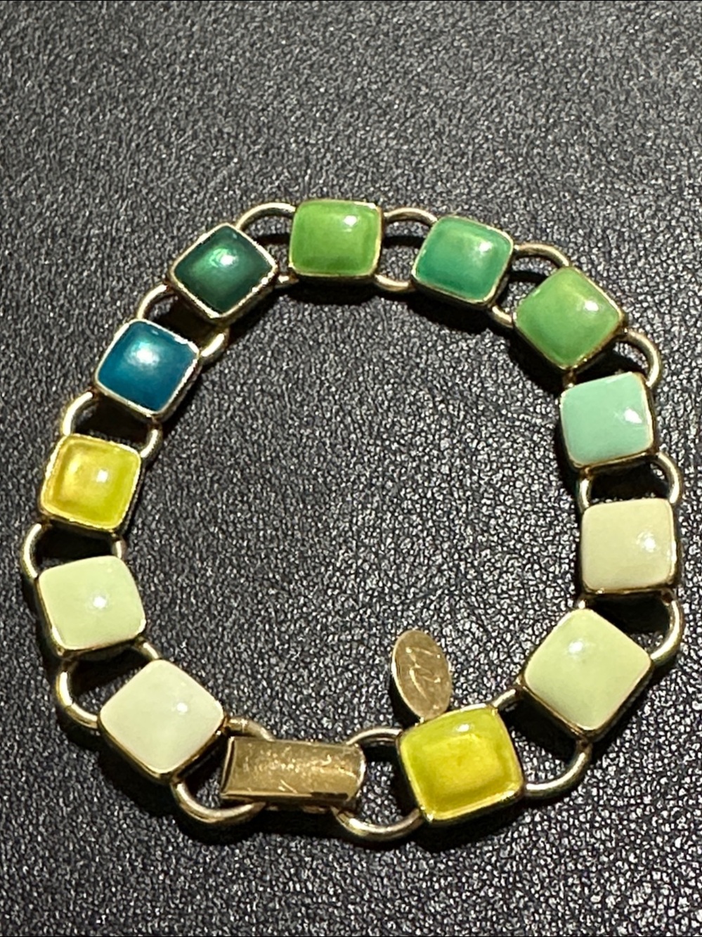 Liz Claiborne Shades Of Green Square Cabochon Bracelet